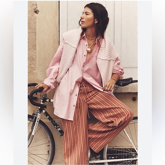 NWOT FREE PEOPLE We The Free Freddie Shirt Button Down Fairy Tale Pink XS/S - Picture 2 of 16